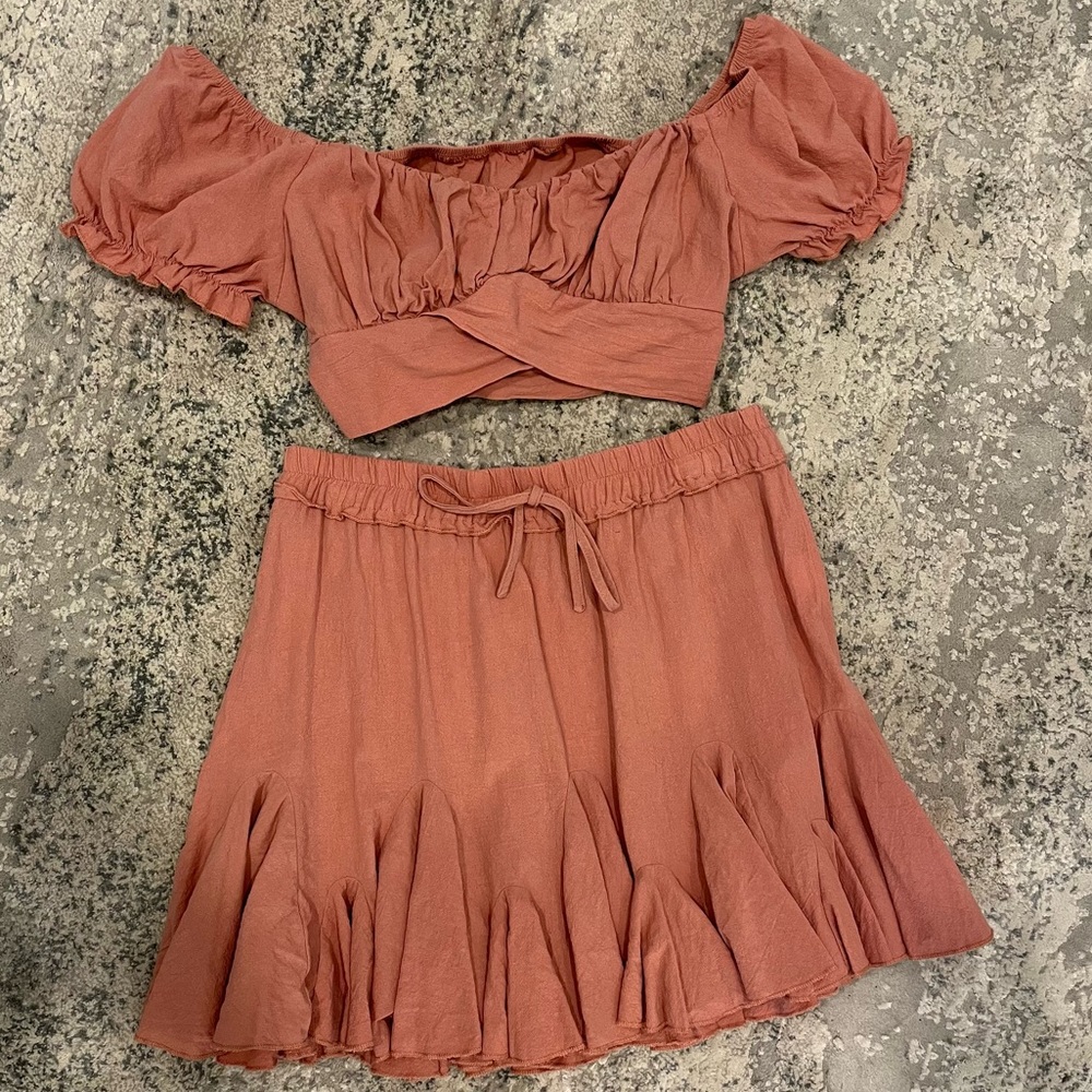 Cross Wrap Crop Top & Skirt Set